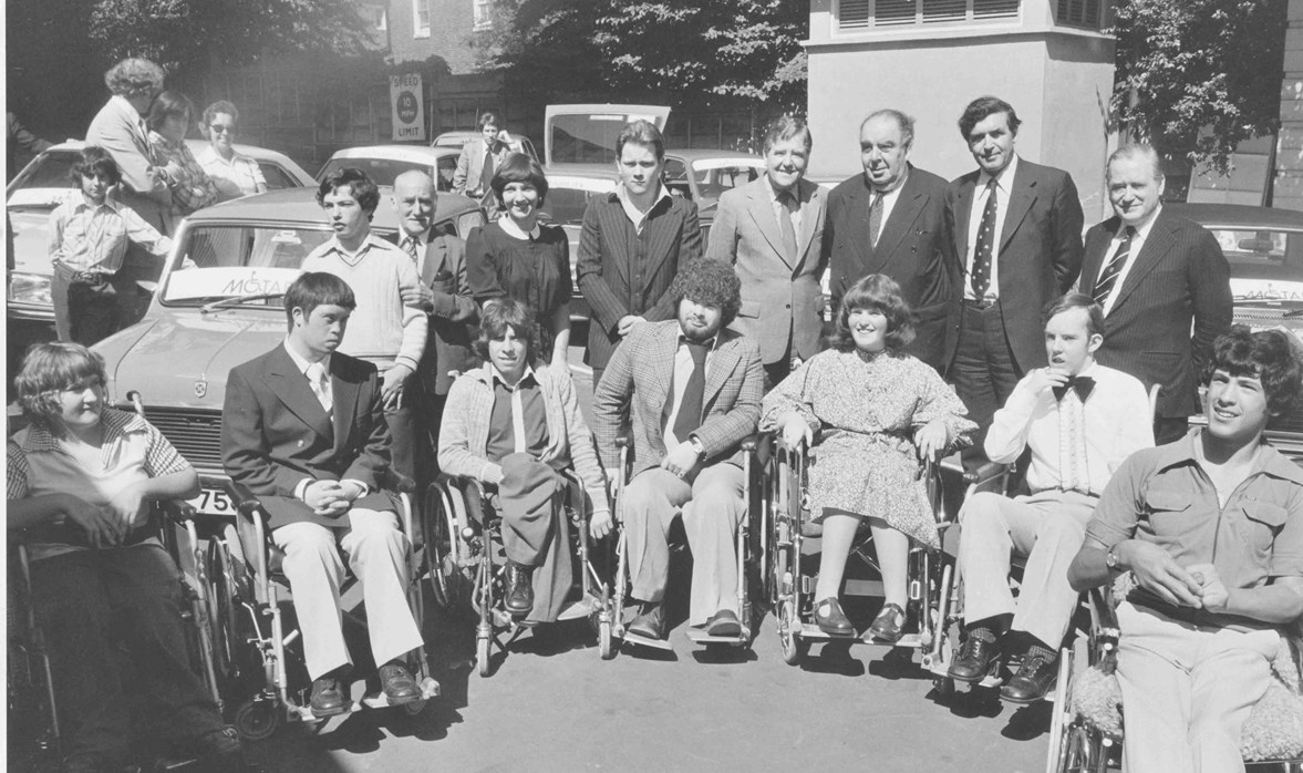 Ten disabled people in 1978 receive the keys for the first vehicles delivered on the Motability Scheme.